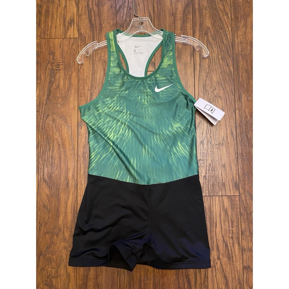 NEW Nike Men Digital Running Wrestling Singlet Compression GREEN SAMPLE Medium